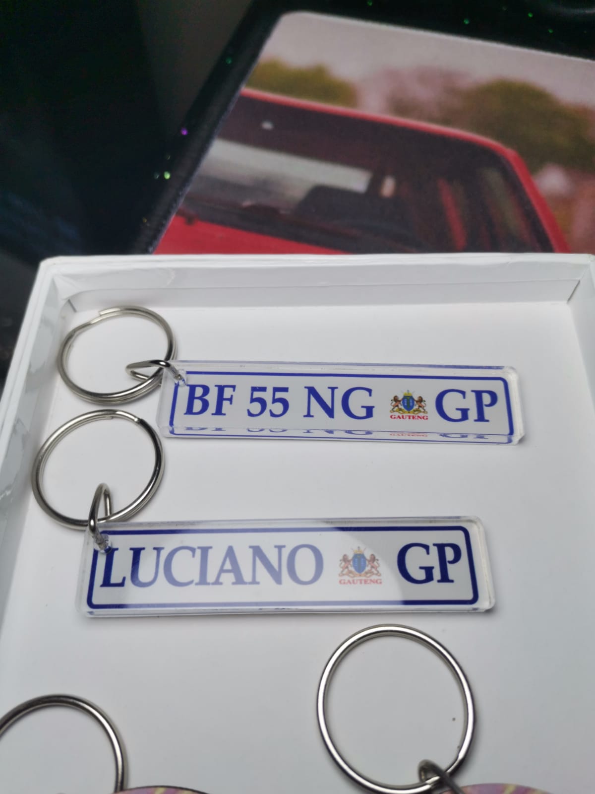 Custom acrylic number plate keyring